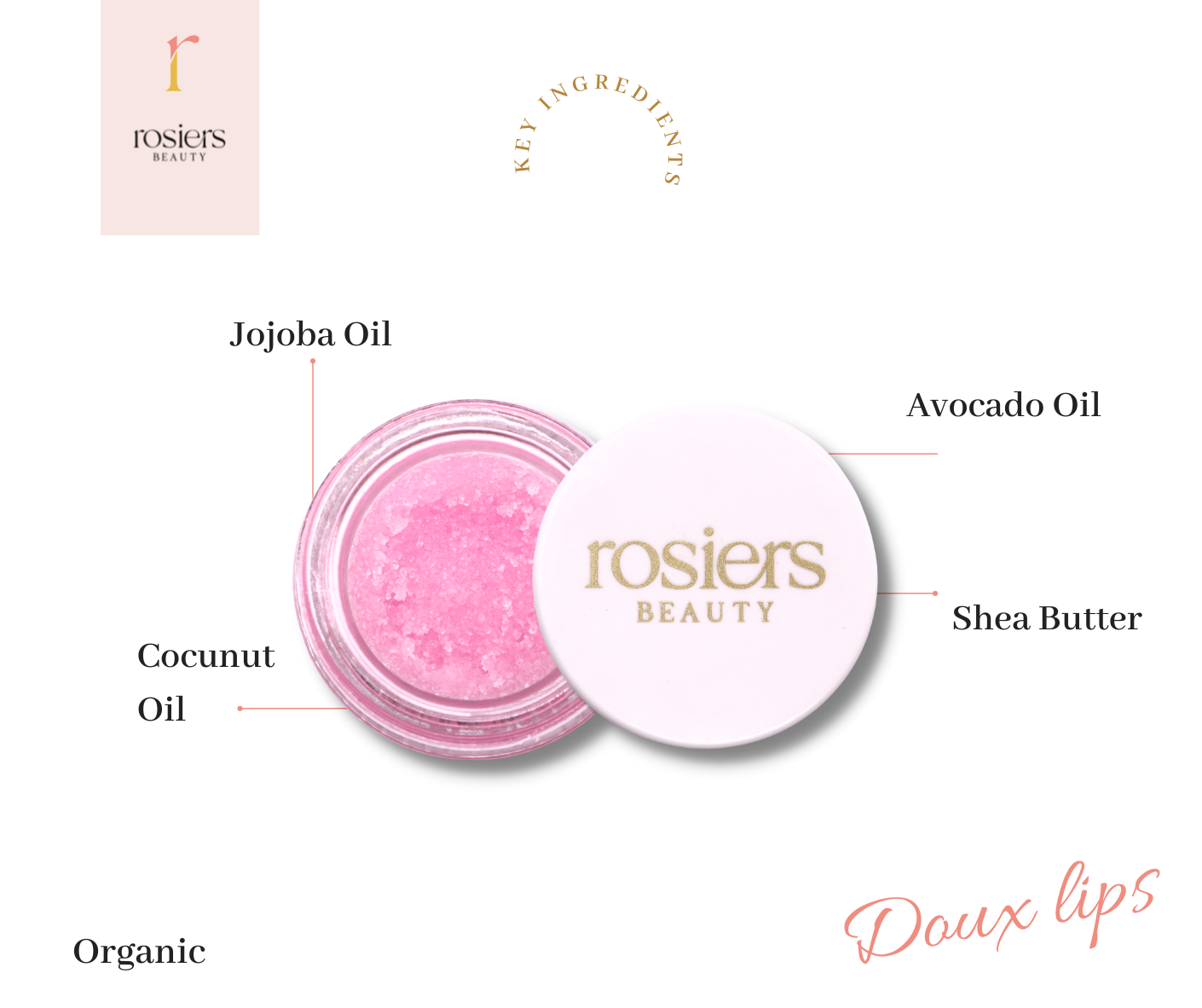 STRAWBERRY MOON         -  Hydrating Lip Scrub - Rosiers Beauty